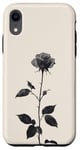 Coque pour iPhone XR Rose Minimalisme Dessin à l'encre Art floral Esthétique