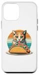 iPhone 12 mini Retro Cat with Tacos and Vintage Sunset Design Case