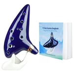 Ohuhu Ocarina, Legend of Zelda Ocarina 12 Trous Céramique Alto C Instrument de Musique, Zelda Ocarina avec Livre de Chansons (Chansons de la légende de Zelda) Cadeau pour les fans de Zelda Bleu