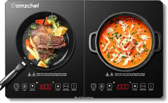 AMZCHEF Double Induction Hob, Induction Cooker with Portable Ultra-thin Body,