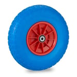 Relaxdays Roue de brouette 4.00-6, Caoutchouc, Jante en Plastique, pour Chariot, Robuste, Jusqu’à 100 kg, Bleu - Rouge