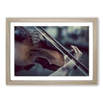 Big Box Art Violin Instrument (3) Framed Wall Art Picture Print Ready to Hang, Oak A2 (62 x 45 cm)