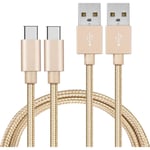 Cable USB-C pour Honor 10X Lite / Honor 10 / Honor 9X / Honor 9 / Honor 8A / Honor 8 / Honor VIEW 20 / Honor VIEW 10 / Honor PLAY - USB-C Nylon Tresse Or 1 Metre [LOT 2] Phonillico©