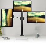 10"-27" Vesa 3 Arm Triple Monitor Desk Mount Bracket Led Adjustable Stand Holder