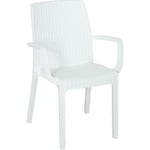 Fauteuil Indiana en re'sine antichoc effet polirotin blanc 57x59x86 cm pour jardin exte'rieur