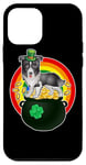 Coque pour iPhone 12 mini Siberian Husky Lucky Dog Leprechaun Shamrock St Patricks Day