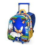 Sonic The Hedgehog - Sega Game-Sac à Dos 3D à roulettes Petit, Bleu, 26 x 34 cm, Capacité 12,5 L