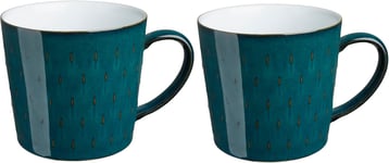 Denby - Greenwich Patterned Coffee Mug Set of 2 - 400ml Large Stoneware Ceramic