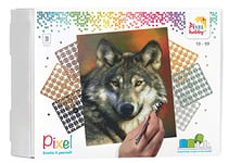 Pixel P090047 Emballage Cadeau mosaïque Loup pour Enfants, Image Environ 30,5 x 38,1 cm, système d'assemblage Simple avec tesselles en bioplastique, sans Repassage ni Collage, Multicoloured