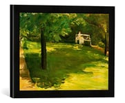 Kunst für Alle 'Image encadrée de Max Cher Homme Banc de Jardin sous Le Châtaignier dans Le Jardin de Wannsee, d'art dans Le Cadre de Haute qualité Photos Fait Main, 40 x 30 cm, Noir Mat