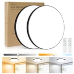 OUILA 2PCS Plafonnier LED Dimmable,24W 3000K-6500K Plafonnier Salle de Bain avec Télécommande,2000LM IP44 Lampe Plafond,Luminaire Plafonnier Applicable à Salle de Bain, Chambre,Cuisine,Salon,Balcon