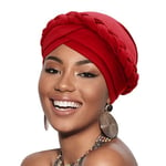 DRESHOW Women Turban Pre-Tied Twisted Braid Hair Cover Wrap Hat African Beanie Headwraps Chemo Cancer Cap