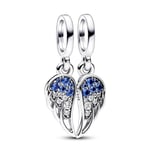 Rimgoris 925 Sterling Silver Pendants Charm for Women Bracelets Sapphire Angel Wings Heart Love 2 piece set 5A Cubic Zirconia Valentine Birthday Gift Charms for Women