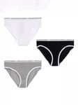 Polo Ralph Lauren Kids' Logo Solid Bikini Briefs, Pack of 3, White/Black/Grey