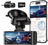 4K Dashcam Voiture Avant Arriere,Écran Tactile 3.18 Pouces,Carte 64GB Gratuite,Camera Voiture Intégrée WiFi GPS,UHD 2160P Vision de Nuit,WDR,Moniteur de Stationnement (F7N Touch)