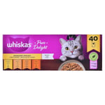 Aliments pour chat Whiskas Pure Delight Poulet Dinde Canard Oiseaux 40 x 85 g