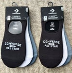 6 PAIRS 4-10 CONVERSE Flat Knit Ultra Low LINERS Black White Trainer Socks Con4