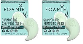 Foamie Shampoing Solide pour Cheveux Secs à l'Aloe Vera et à l'Euile D'Amande Format Voyage - 100% Vegan - sans Plastique et sans Sulfates 20G (Lot de 2)