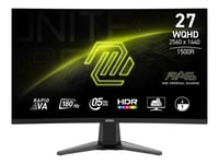 Msi Mag 27Cq6fde - Led-Skärm - Spel - Böjd - 27" - 2560 X 1440 Wqhd @ 180 Hz - Rapid Va - 300 Cd/M² - 5000:1 - 0.5 Ms - 2Xhdmi, Displayport - Hörlur - Svart