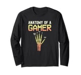 Anatomy Of A Gamer Skeleton Hand Funny Men Boys Kids Long Sleeve T-Shirt