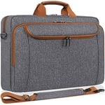 DOMISO 17 Pouces Imperméable Sacoche de Protection Ordinateur Portable Sac à Bandoulière Mallette d'Affair pour 17-17.3" Notebook/Dell/Lenovo/Acer/HP/MSI/ASUS, Gris&Marron