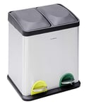 Arregui Step Bin CR705-30L Poubelle de Recyclage avec pédale d'ouverture, en Acier Inoxydable, 2 seaux, 2 x 15L (30L), 48,5 x 41 x 34 cm