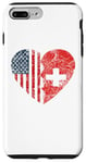 iPhone 7 Plus/8 Plus Swiss American Flags Heart | United States Switzerland Roots Case