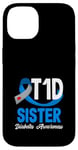 Coque pour iPhone 14 Sensibilisation au diabète de type 1 T1D Sister