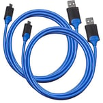 Amazon Basics - Câble de charge pour manette de PlayStation Micro USB vers USB-A, 1,82 m (Lot de 2), 6 feet, bleu