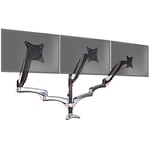 Duronic DM653 3 Monitor Arm | Triple Monitor Arm for Desktop Gas Hinged | VESA 75 100 | Independently Height Adjustable Screens | Rotatable Tilt Swivel | Chrome