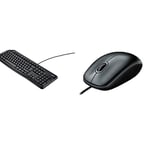 Logitech B100 Optical Mouse - Black with Logitech Keyboard K120 for Business - UK layout