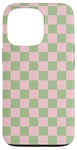 Coque pour iPhone 13 Pro Mini Checkered Checker Box Checkerboard Pink Sage Green