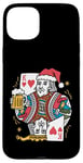 Coque pour iPhone 15 Plus King Of Hearts With Beer Jeu de cartes vintage pour amateur de bière