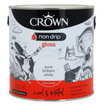 Crown 2.5L Non Drip Gloss Brilliant White Interior Exterior Wood & Metal Paint