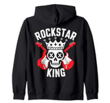 Rockstar King Skull Crown Crossed Guitars Zip Hoodie