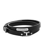 Diesel Bracelet for Men , 18 cm - 19.5 cm black Leather Bracelet, DX0971040