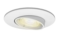 4lite Fire-Rated Indoor Downlight (Matt White) Adjustable IP20 Rated Dimmable Spotlight Supplied with a 2200k - 6500k 345lm Smart GU10 Bulb - 4L1/2217-4yr Guarantee