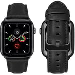 MroTech Compatible avec Apple Watch Bracelet 49mm 45mm 44mm 42mm Bracelets Cuir Véritable Bande de Montres de Rechange pour iWatch Série Ultra/8/7/6/SE 5/4/3/2/1 Watch Band Fermoir Noir Nappa Noir