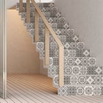 Stickers adhésifs escalier carrelages | Sticker Autocollant contremarche Carreaux de ciment – Stickers contremarche carrelages | Escalier carreaux de ciment adhésif - azulejos – 15 x 105 cm - 4 bandes