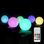 Lot de 6 lampes LED flottantes pour piscine - IP68 - Étanche - Pour bassin, piscine, spa, intérieur, extérieur, jardin