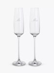 Dartington Crystal Elevate Mr & Mrs Engraved Champagne Glass Flutes, Set of 2, 170ml, Clear