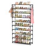 Vicye Étagère à Chaussures à 10 Niveaux, Rangement Chaussures Haut pour 50 Paires de Chaussures, Meuble à Chaussure Métal, Porte Chaussures pour Entrée, Chambre, Couloir, 86 x 25 x 155 cm, Noir