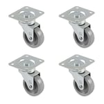 Amig - Set of 4 Furniture Castors Mod. 2500 with Plate and Bearings, Size 30 mm Diameter, Maximum Load per Castor 15 kg, Made of Nylon, Colour: Grey, without Brake