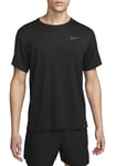 NIKE Men's M NK DF UV Miler SS T-Shirt, Black/Reflective Silver, S