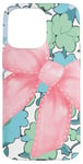 Coque pour iPhone 15 Pro Max Nœud rose et motif floral de rêve