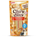 INABA Churu Bites - Friandise pour Chat en Bouchées au Poulet, Enrobage au Poulet - Moelleux et Crémeux - 3 Tubes x 10g