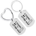 JK Home I FOUND MY OTTER HALF Keychain Matching Couples Keychains Jewellery Set for Husband Wife Gifts Girlfriend Boyfriend Gifts Couple Keyrings for Men Women 2pcs of Set