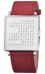 QLOCKTWO Watch W39 Pure White Red Grain Leather D