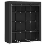 SONGMICS Armoire Chambre, Porte-vêtements, Penderie, avec Housse en Tissu Non-tissé, Tringles, Étagères, 45 x 130 x 168 cm, Grande Capacité, Noir d'encre RYG096B01