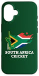 Coque pour iPhone 16 Couleurs du drapeau sud-africain Cricket Afrique du Sud